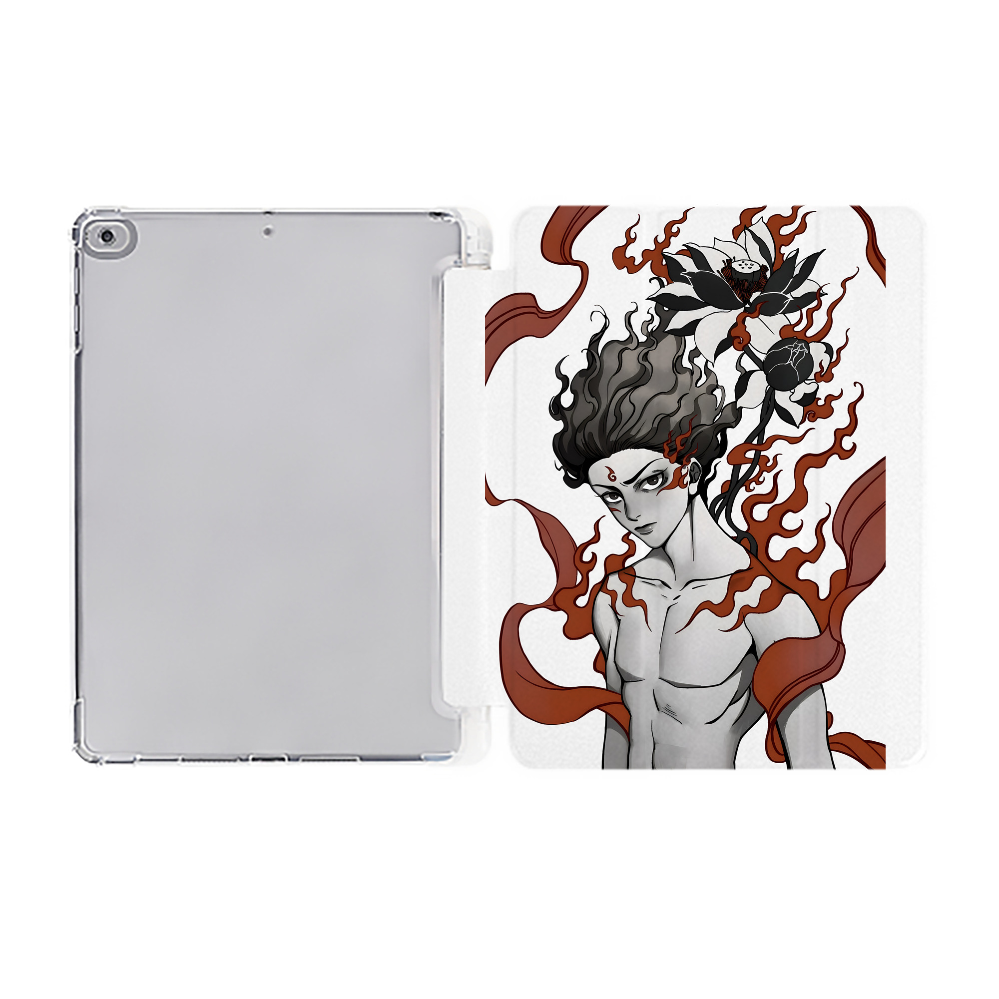 （画像用） Ne Zha 2 ナタ 魔童の大暴れ IPad ケース ペン収納付き 三つ折りスタンド PUレザー×シリコン 対応機種9.5/10.5/10.9インチ